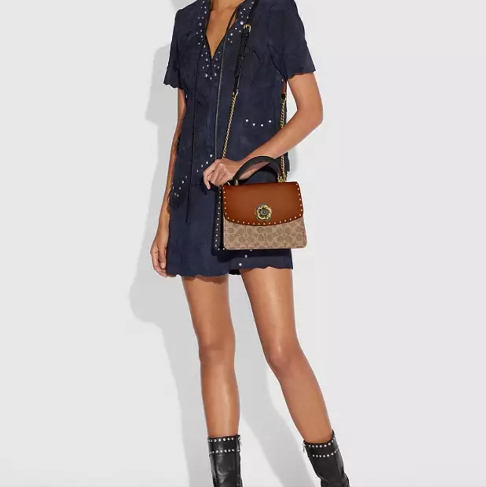 Coach Parker Top Handle In Signature Canvas With … - image 8